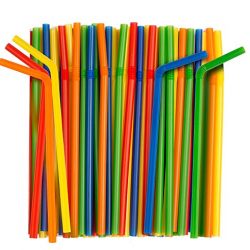 Assorted Colors Giant Smoothie Flexible Straws, Pack of 100 Pieces