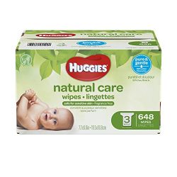 HUGGIES Natural Care Unscented Baby Wipes, Sensitive, 3 Refill Packs, 648 Count Total