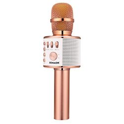 BONAOK Wireless Bluetooth Karaoke Microphone,3-in-1 Portable Handheld karaoke Mic Home Party Birthday Speaker Machine for iPhone/Android/iPad/Sony,PC and All Smartphone(Rose Gold)