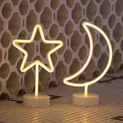 DELICORE Star Neon Signs, LED Neon Light Sign with Holder Base For Home Party Birthday Bedroom Bedside Table Decoration Children Kids Gifts (Star with holder)