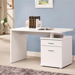 Coaster Contemporary Office Desk with Drawer, White