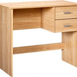 OneSpace Modern Writing Desk with 2 Side Drawers, Oak