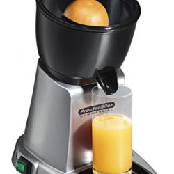 Proctor Silex Commercial Electric Citrus Juicer, 3 Reamer Sizes for Oranges, Lemons, Limes and Grapefruits, Removable Bowl, Strainer, Splashguard, Drip Tray, Black/Grey