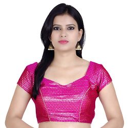 Chandrakala Women's Designer Bollywood Readymade Pink Saree Blouse Padded Brocade Choli (B106)
