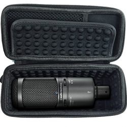 CASEMATIX Padded AT2020 Microphone Case for AT2020 USB, AT2020USB PLUS, AT2035, AT2050, AT4033a, AT4040, AT4050, ATR2500-USB, Windscreen and Small Cable Accessories
