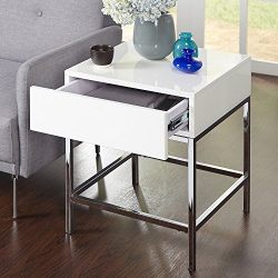 Simple Living White Metal High-gloss End Table