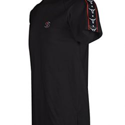 SCREENSHOTBRAND- Mens Hipster Hip-Hop Premium Tees - Stylish Longline Fashion T-Shirt Shoulder Logo Taped - Black - Large