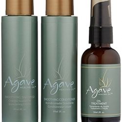 Agave Healing Oil - Smoothing Trio. Anti-Frizz Hair Treatment Set Hydrates & Heals Damaged Hair. Includes Agave Oil Smoothing Shampoo, Smoothing Conditioner, and Lightweight Healing Oil Treatment