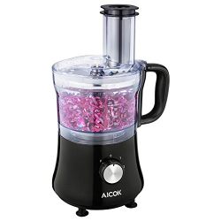 Aicok 8-Cup Food Processor, Meat Processor 2-Speed 500W, Exact Slice/Shred/Grind System, Safety Interlocking Design, Black