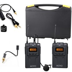 Movo WMIC70 Wireless UHF Lavalier & Goosneck Microphone System with Goosneck Mic, Omni-Lav, Camera Mount & 3.5mm/XLR Outputs (328-foot Range)