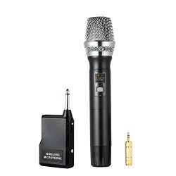 Archeer 48 Channel UHF Wireless Microphone with Mini Portable Receiver 1/4" Output and 1/8" Adapter, Handheld Dynamic Microphone System Singing Machine for Karaoke Nights, Church, Business Meeting