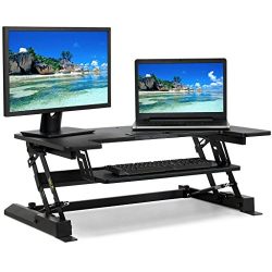 Best Choice Products Height Adjustable Standing Desk Monitor Riser Gas Spring | 36" Tabletop Sit to Stand Workstation
