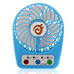 D-FantiX 3-inch Small Portable Fan 4 Speeds Rechargeable USB Desk Fan Personal Fan Mini Handheld Fan Battery Operated/USB Powered for Travel, Home and Office (Blue)