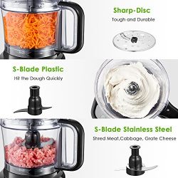 Aicok 12-Cup Food Processor with Wide Mouth, Meat Processor with Two Chopping Blades & Slicer, Safety Interlocking Design, 500W, Black