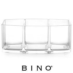 BINO 'Keep It Simple' 3 Compartment Acrylic Jewelry and Makeup Organizer, Clear and Transparent Cosmetic Beauty Vanity Holder Storage