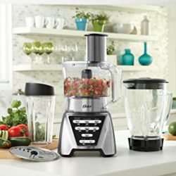 Oster Pro 1200 Blender with Glass Jar PLUS Smoothie Cup & Food Processor Attachment, Brushed Nickel
