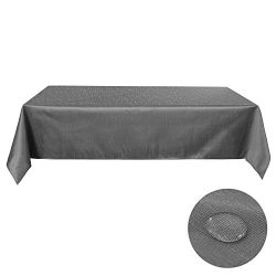 Deconovo Decorative Oblonge Tablecloth Water Risestant Table Cloth Solid Color Slub Table Cloth for Rectangle Tables 54W x 72L Inch Silver Grey