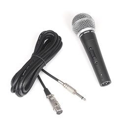 Professional Dynamic Vocal Microphone - Moving Coil Dynamic Cardioid Unidirectional Handheld Microphone with ON/OFF Switch Includes 15ft XLR Audio Cable to 1/4'' Audio Connection - Pyle PDMIC59