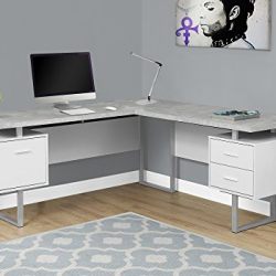 Monarch Specialties Computer Desk Left or Right Facing White/Cement-Look 70" L