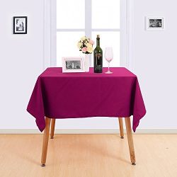 Deconovo Solid Tablecloth Oxford Water Resistant Table Cover Oblonge Tablecloth for Kitchen 54x54 Inch Fuchsia
