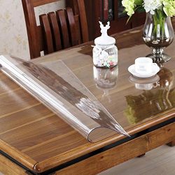 OstepDecor Custom 1.5mm Thick Crystal Clear Table Top Protector Plastic Tablecloth Kitchen Dining Room Wood Furniture Protective Cover | Rectangular 40 x 72 Inches