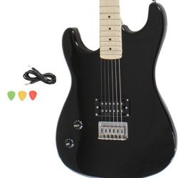 Davison Guitars GTR235 LH BK GCP Left Handed Black Full Size Electric Guitar With Cord & Picks