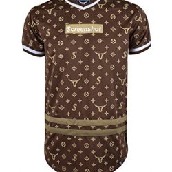 SCREENSHOT SCREENSHOTBRAND- Mens Hipster Hip-Hop Premium Tees - Stylish Longline Fashion Jersey T-Shirt Logo Pattern - Dark Brown - 2XLarge