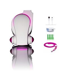 Cool On The Go Rechargeable Fan with LED Lights - Baby Stroller Fan/Desk Fan/Travel Fan/Personal Fan - Includes Charger & High Performance Batteries - ECO Friendly Mini Portable Fan with USB Functions