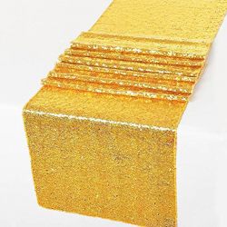 12" X 108" Sequin Table Runner for Wedding Party Banquet Rectangular and Round Table by GW Home (Gold)