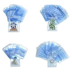 50 Pcs PVC Clear Resealable Zipper Bags Anti-Oxidation Jewelry Craft Storage Holder Reusable Pouches Flat Zip Lock Self Sealing Necklace Bracelet Plastic Pack Snack Candy Wrap 13x13cm (5.1x5.1 inch)