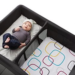 4moms breeze plus portable playard with removable bassinet and changing station - easy one push open, one pull close