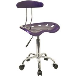 Flash Furniture Vibrant Violet and Chrome Swivel Task Chair with Tractor Seat