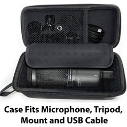 CASEMATIX Padded AT2020 Microphone Case for AT2020 USB, AT2020USB PLUS, AT2035, AT2050, AT4033a, AT4040, AT4050, ATR2500-USB, Windscreen and Small Cable Accessories