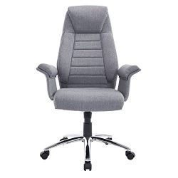 HOMCOM High Back Fabric Executive Office Chair - Light Gray