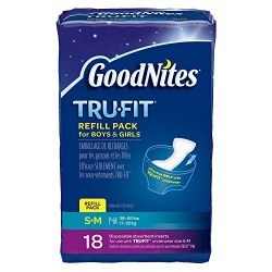 GoodNites TRU-FIT Disposable Absorbent Inserts for Boys & Girls, Refill Pack, Size Small/Medium, 18 ct (Pack of 3)