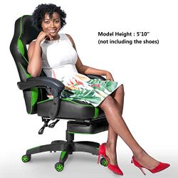 Merax Racing Style Office Chair Gaming Ergonomic with Adjustable Armrests Home Office Computer Chair (Green)