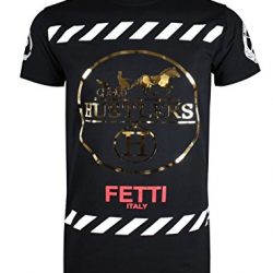 SCREENSHOTBRAND- Mens Hipster Hip-Hop Premium Tees - Stylish Longline Fashion T-Shirt Metalic Hustlers Logo Racing - Black - XLarge