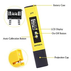 VantaKool Digital PH Meter, PH Meter 0.01 PH High Accuracy Water Quality Tester with 0-14 PH Measurement Range for Household Drinking, Pool and Aquarium Water PH Tester Design with ATC(Yellow)