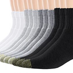 Areke Mens Premium Comfort Cotton Quarter Athletic Socks, Ankle Crew Soxs, 12 Pairs Assorted ( Each Color 3 Pack ), US Shoe Size 6-11
