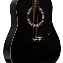 41" Inch Full Size Black Handcrafted Steel String Dreadnought Acoustic Guitar & DirectlyCheap(TM) Translucent Blue Medium Guitar Pick (PRO-1 Series)