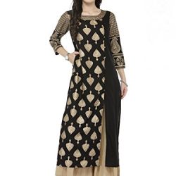 Designer Kurta Kurti Indian Women Bollywood Tunic Ethnic Pakistani Top Crepe Kurtis Dress Tunics Cotton Tops Blouse Style Long Silk (L)