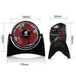 D-FantiX DF-200 USB Desk Fan Quiet, Small Table Fan USB Powered Personal Desktop Fan for Home, Office Black
