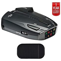 Cobra ESD7570 9-Band Performance Radar/Laser Detector with 360 Degree Detection with Car Mat Bundle + 1 Year Extended Warranty