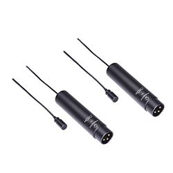 Movo LV4-O2 XLR Phantom Power Lavalier Omnidirctional Microphone, with Lapel Clips and Windscreens (2 Pack)
