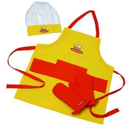 Curious Chef 4-Piece Child Chef Textile Set, Yellow and Orange