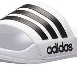 adidas Performance Men's Adilette Shower Slide Sandal, White/Black/White, 10 M US