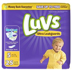 Luvs Ultra Leakguards Disposable Diapers Size 5, 25 Count, JUMBO