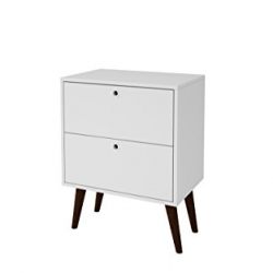 Accentuations by Manhattan Comfort Manhattan Comfort Taby Nightstand Collection Free Standing 2 Drawer Nightstand Bedside Table with Modern Wooden Splayed Legs, White with Tobacco Legs