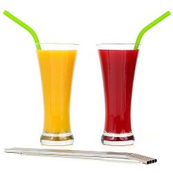 Silicone Straws and Stainless Steel Straws Bundle - Reusable Straws for 30 oz Tumbler Yeti/Rtic/Ozark - 6 Reusable Straws + 2 Brushes + 1 Purple Storage Pouch for Silicone and Metal Straws