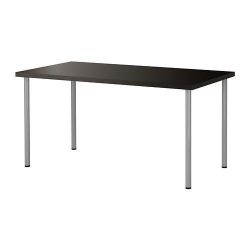 Ikea Linnmon Desk with Adils Legs for Multi Purpose 47 1/4"x23 5/8" Black Desk Silver Legs